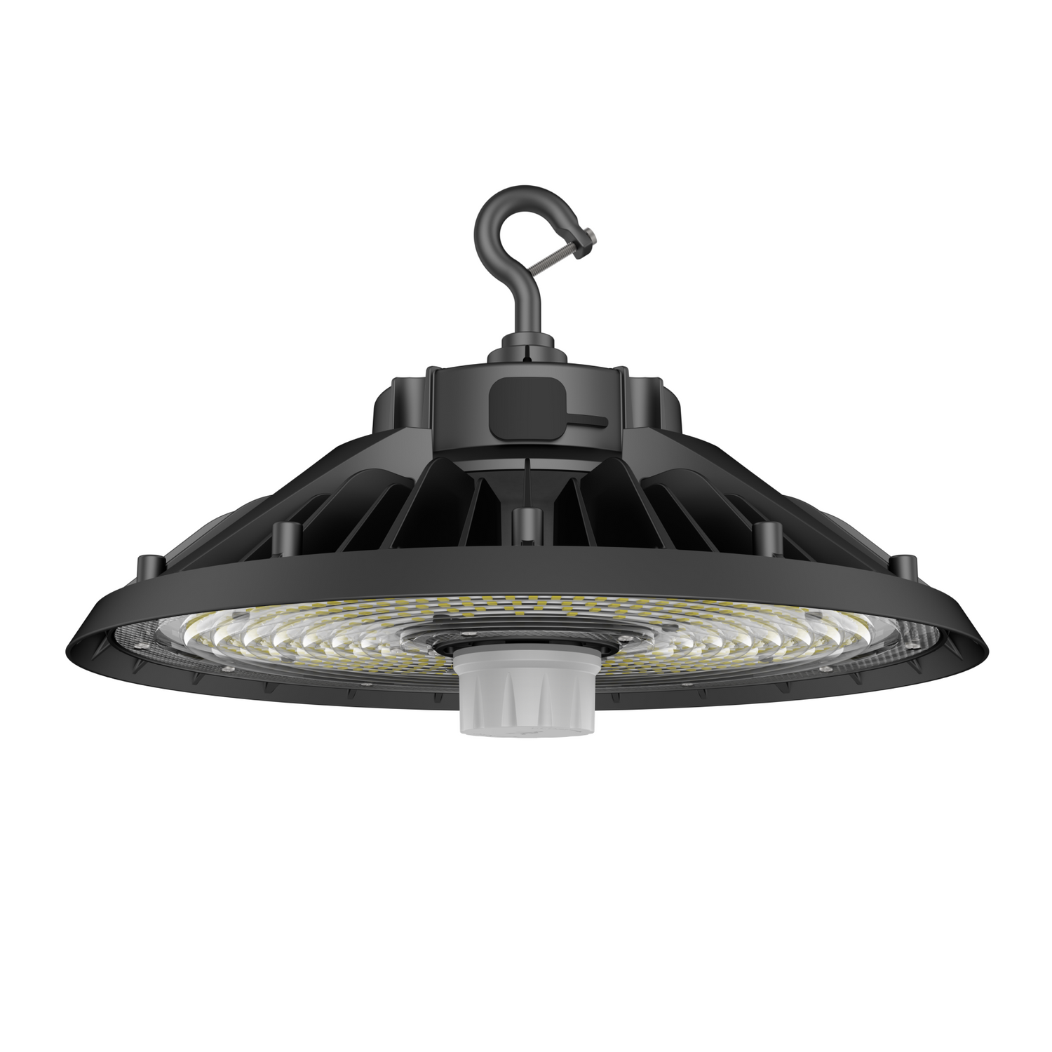 LED UFO High Bay Light 180W/200W/240W Wattage Adjustable, 5000K, 36240LM, 0-10V Dim, With sensor base,120-277VAC DLC 5.1 Premium, Black, For Warehouse Factory Barn Workshop Garage