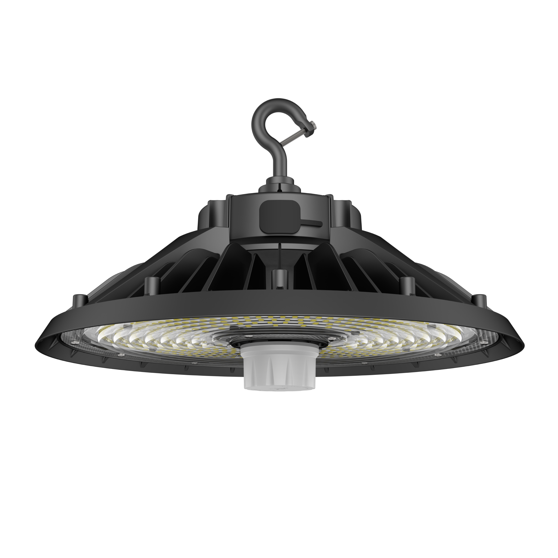 LED UFO High Bay Light 180W/200W/240W Wattage Adjustable, 5000K, 36240LM, 0-10V Dim, With sensor base,120-277VAC DLC 5.1 Premium, Black, For Warehouse Factory Barn Workshop Garage