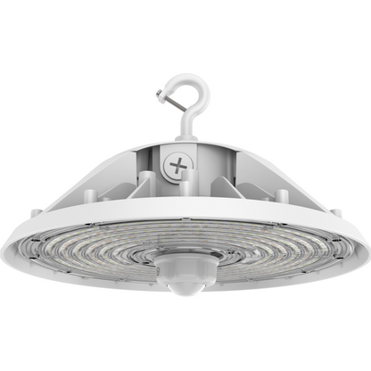 LED UFO High Bay Light 100W/120W/150W Wattage Adjustable - 4000/5000K - 23100Lumens 0-10V Dimmable, With sensor base,120-277VAC DLC 5.1 Premium, Bright White