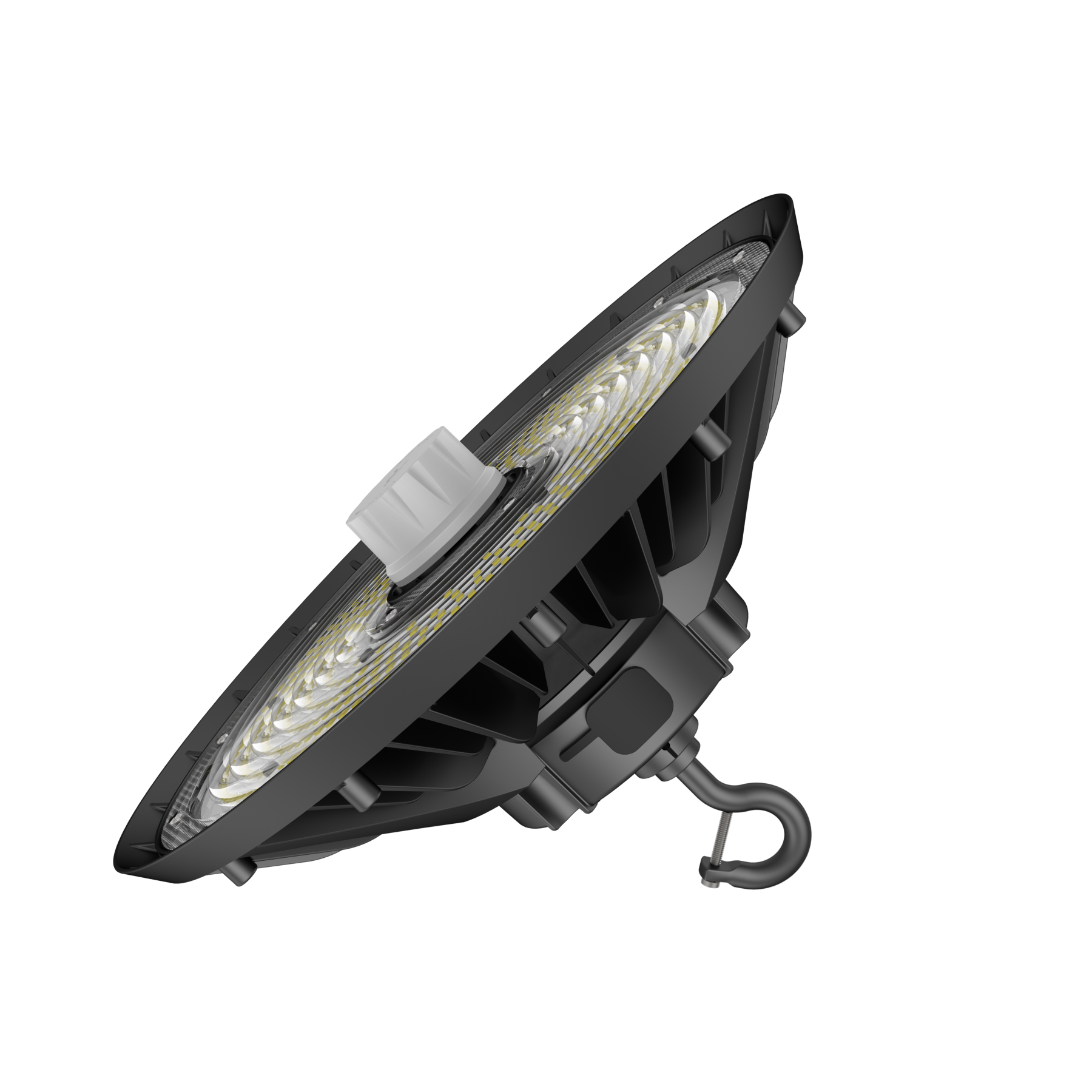 LED UFO High Bay Light 240W - 5000K - 36240Lumens 0-10V Dimmable - With sensor base, 277-480VAC DLC 5.1 Premium, Black