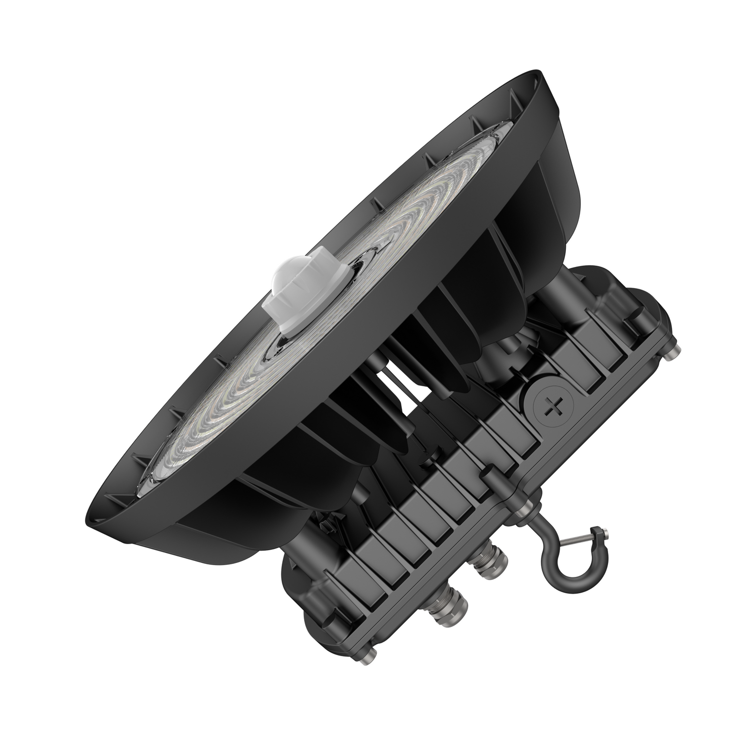 UFO LED High Bay Light 240W/270W/310W Wattage Adjustable, 4000/5000K CCT Changeable, 47430LM, 0-10V Dim, With sensor base, 120-277VAC DLC 5.1 Premium, Black, For Warehouse Workshop Factory Barn Garage Gymnasium Airport