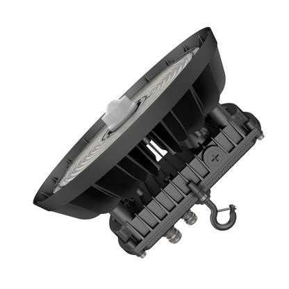 UFO LED High Bay Light 240W/270W/310W Wattage Adjustable, 4000/5000K CCT Changeable, 47430LM, 0-10V Dim, With sensor base, 120-277VAC DLC 5.1 Premium, Black, For Warehouse Workshop Factory Barn Garage Gymnasium Airport