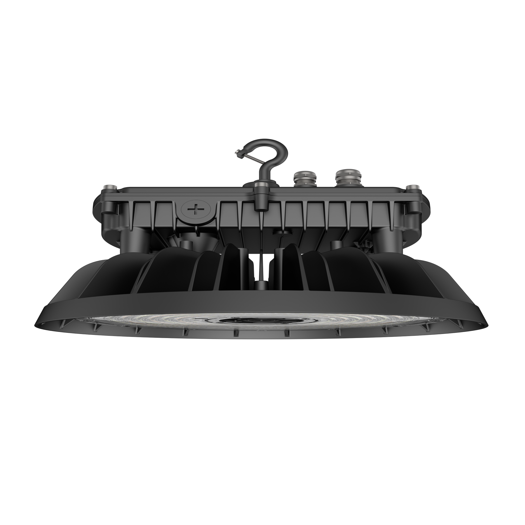 UFO LED High Bay Light 310W, 5000K, 47430LM, 0-10V Dim - With sensor base, 277-480VAC DLC 5.1 Premium, Black, For Warehouse Workshop Factory Barn Garage Gymnasium Airport