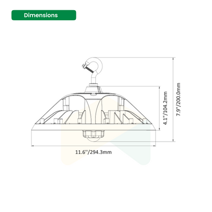 LED UFO High Bay Light 100W/120W/150W Wattage Adjustable - 4000/5000K - 23100Lumens 0-10V Dimmable, With sensor base,120-277VAC DLC 5.1 Premium, Bright White