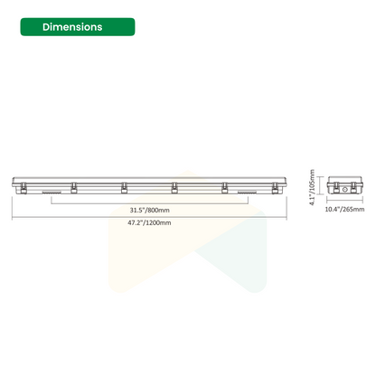 4FT LED Vapor Proof Light 165W - 5000K - 21450Lumens 0-10V Dimmable - 120-277VAC DLC 5.1 Premuim Pending, White