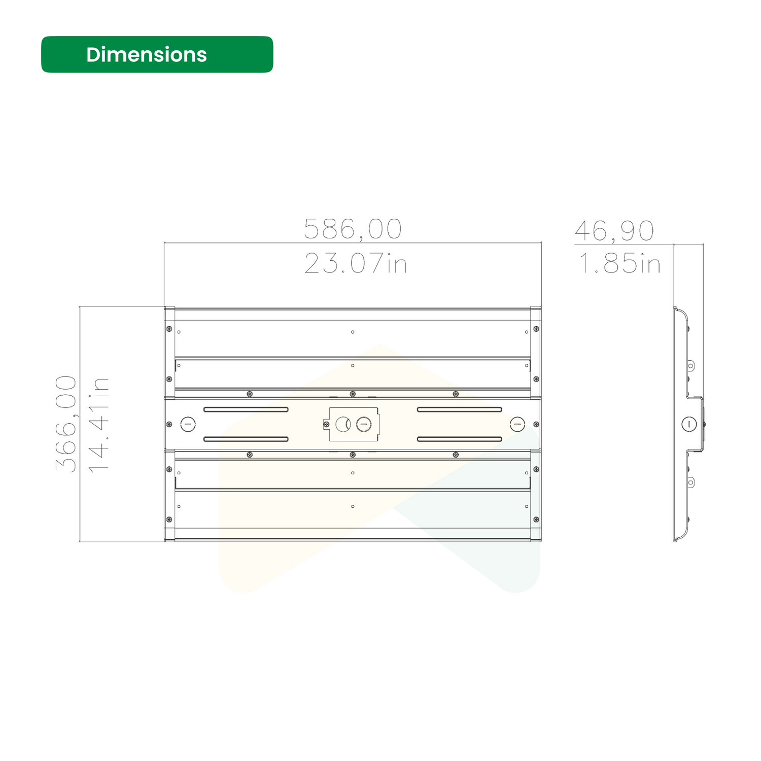 2FT Linear LED High Bay Light 105W , 5000K, 14,700Lumens 0-10V Dim 120-277V, White, 5 Years Warranty