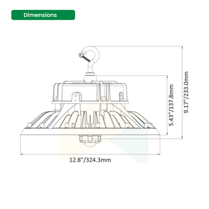 LED UFO High Bay Light 180W/200W/240W Wattage Adjustable, 5000K, 36240LM, 0-10V Dim, With sensor base,120-277VAC DLC 5.1 Premium, Black, For Warehouse Factory Barn Workshop Garage