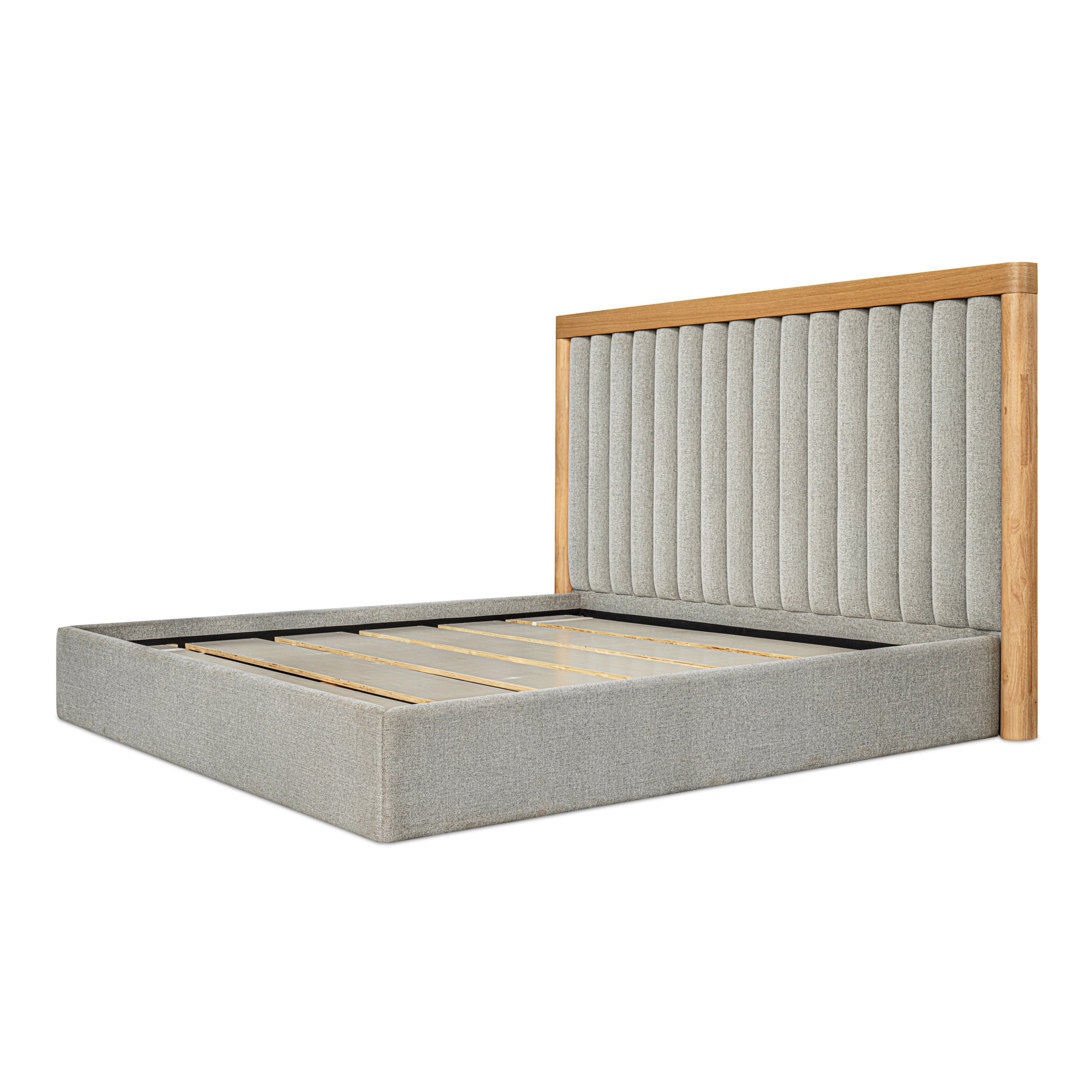 Nia Queen Bed Beds, Grey / Oak Veneer over MDF Frame