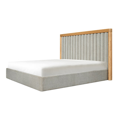 Nia Queen Bed Beds, Grey / Oak Veneer over MDF Frame