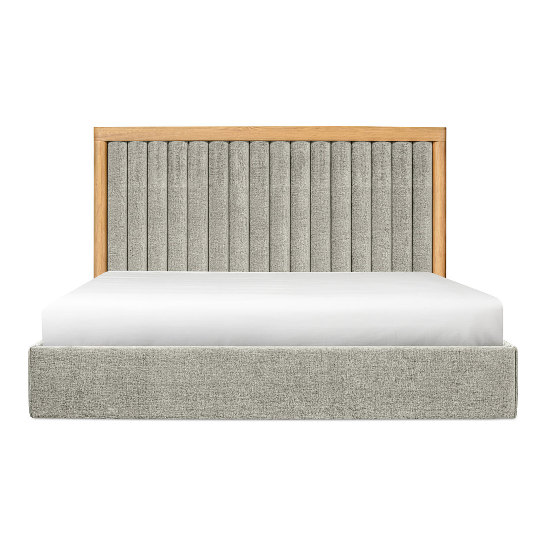 Nia Queen Bed Beds, Grey / Oak Veneer over MDF Frame