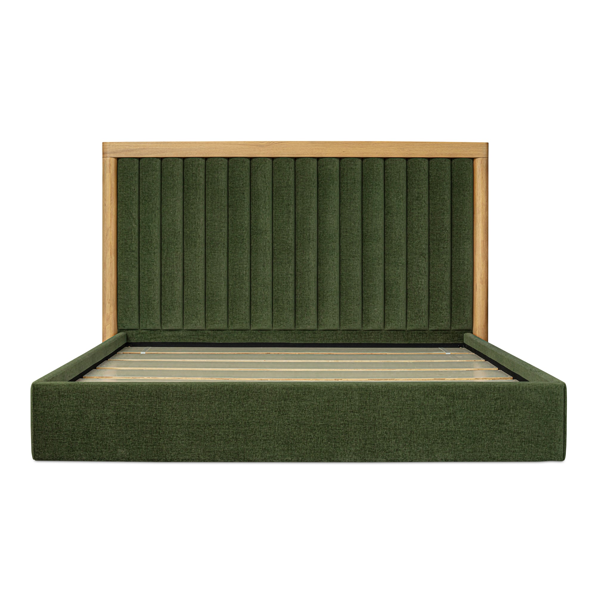 Nia Queen Bed Beds, Green / Oak Veneer over MDF Frame