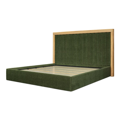 Nia Queen Bed Beds, Green / Oak Veneer over MDF Frame