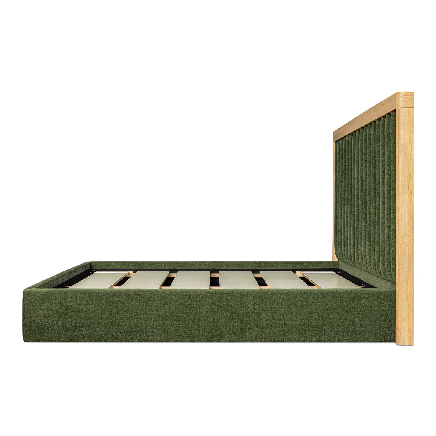 Nia Queen Bed Beds, Green / Oak Veneer over MDF Frame