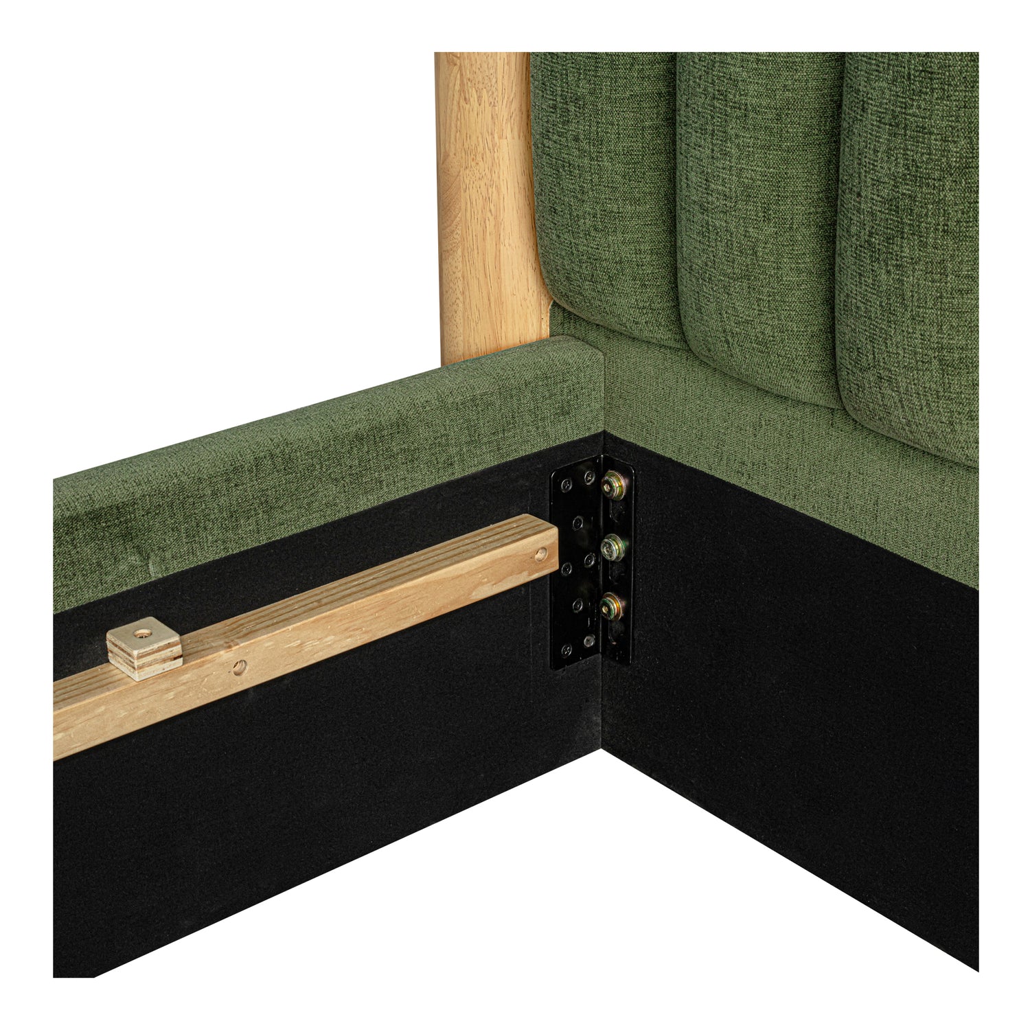 Nia Queen Bed Beds, Green / Oak Veneer over MDF Frame