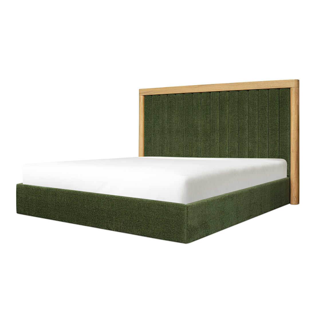 Nia Queen Bed Beds, Green / Oak Veneer over MDF Frame