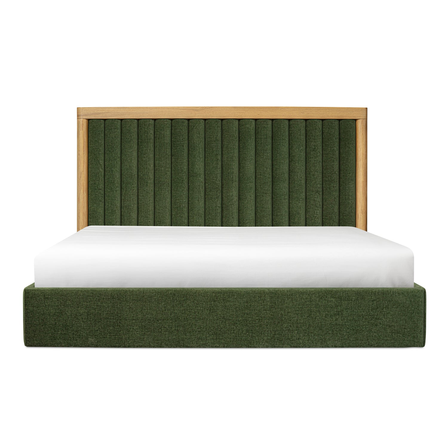 Nia Queen Bed Beds, Green / Oak Veneer over MDF Frame