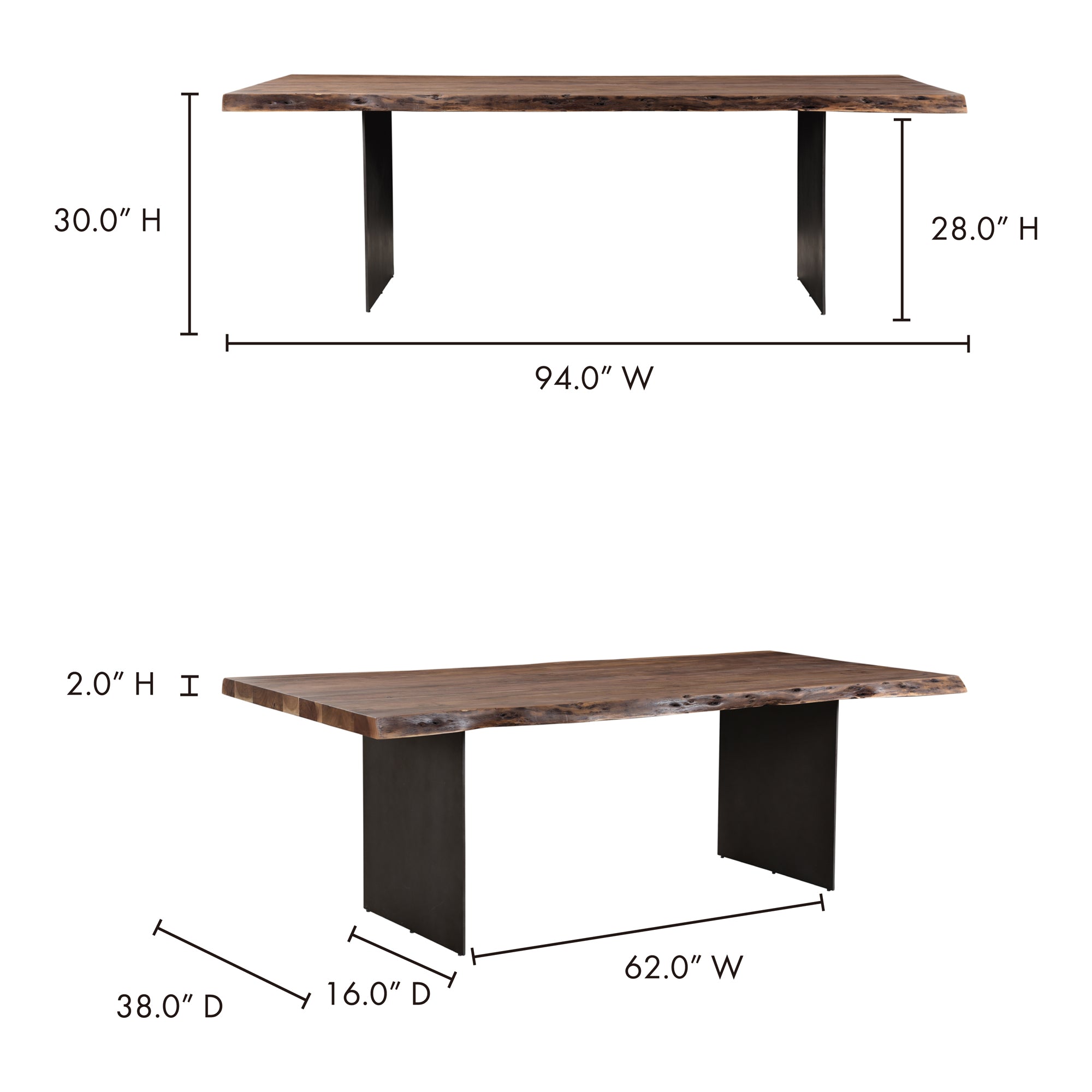 Profeto Desk Black Desks, Black / Steel Legs