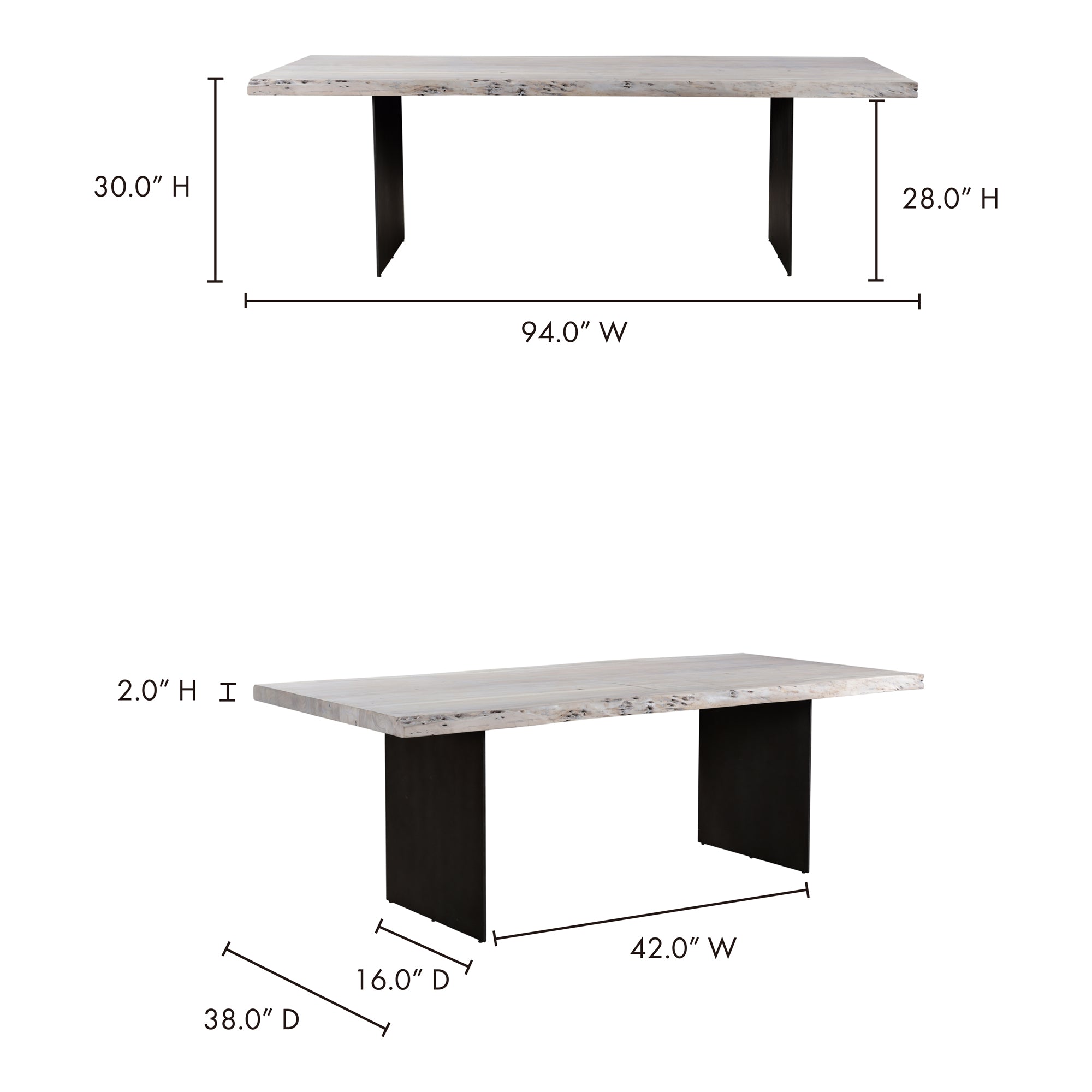 Howen Dining Table Dining Tables, Natural / Iron Legs