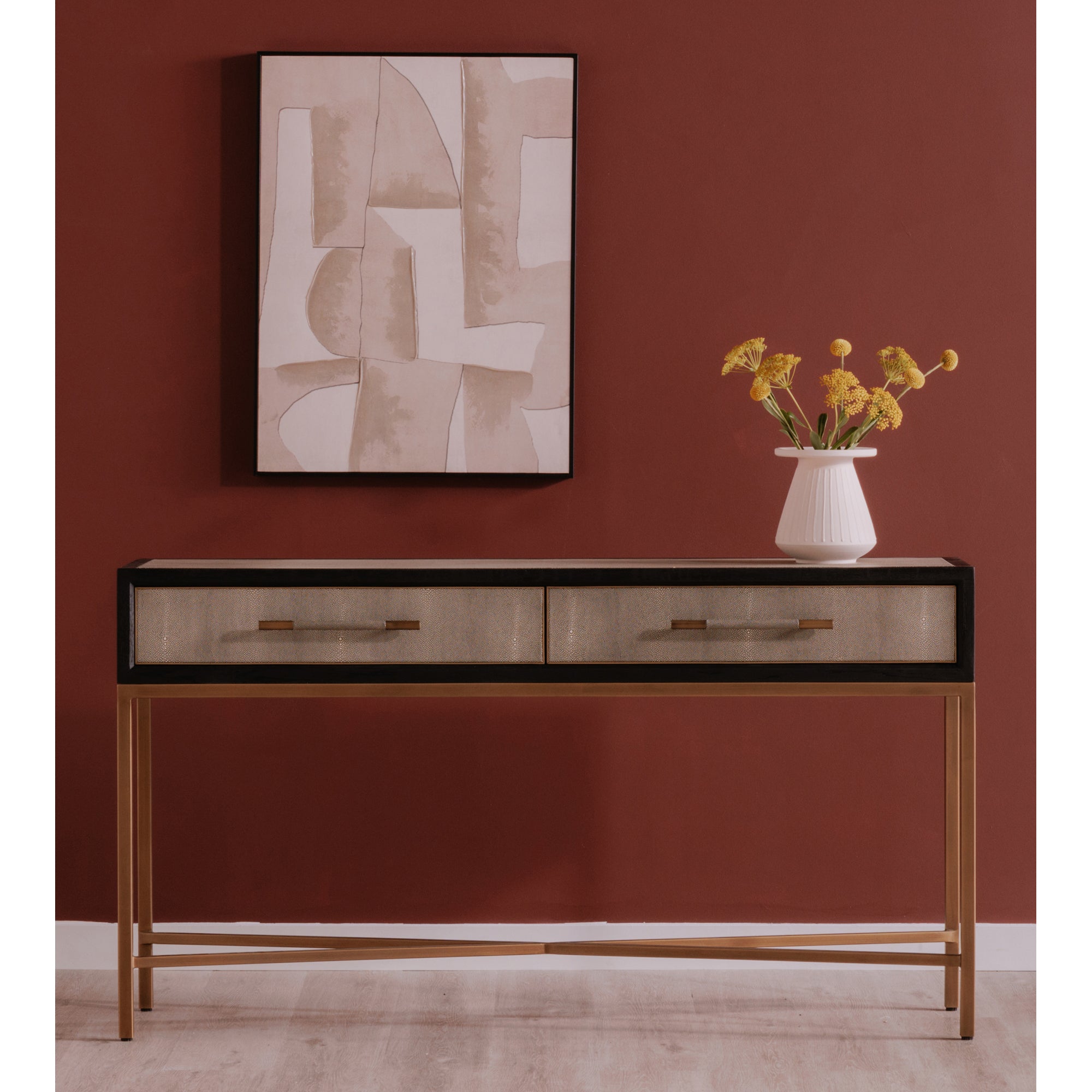 Mako Sideboard Small Sideboards, Grey / Brass Legs