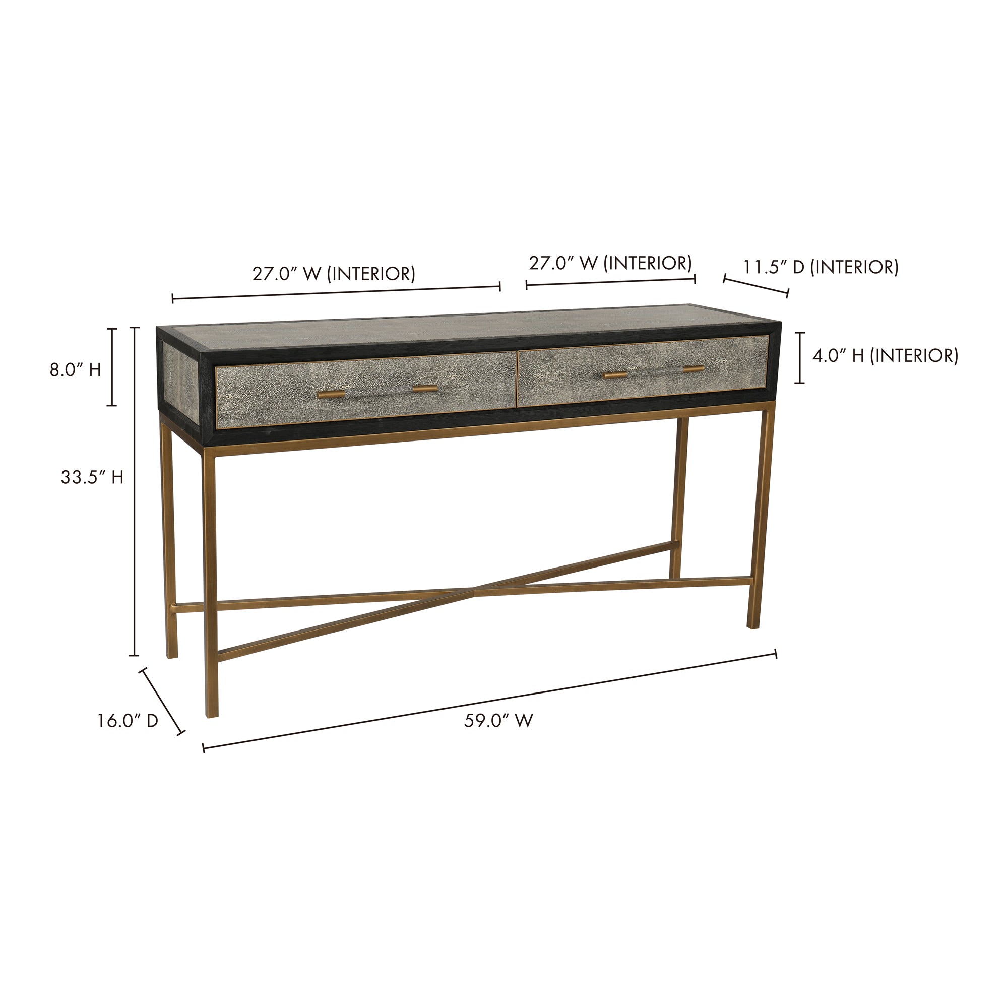 Mako Sideboard Small Sideboards, Grey / Brass Legs