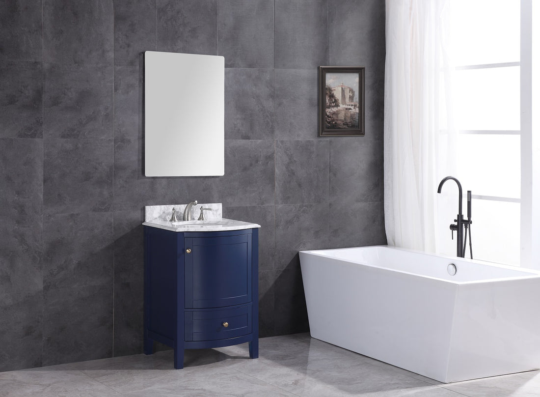 24&quot; Blue Bathroom Vanity Without Mirror - Pvc Construction | 1 Year Manufacture Defects-Parts Only