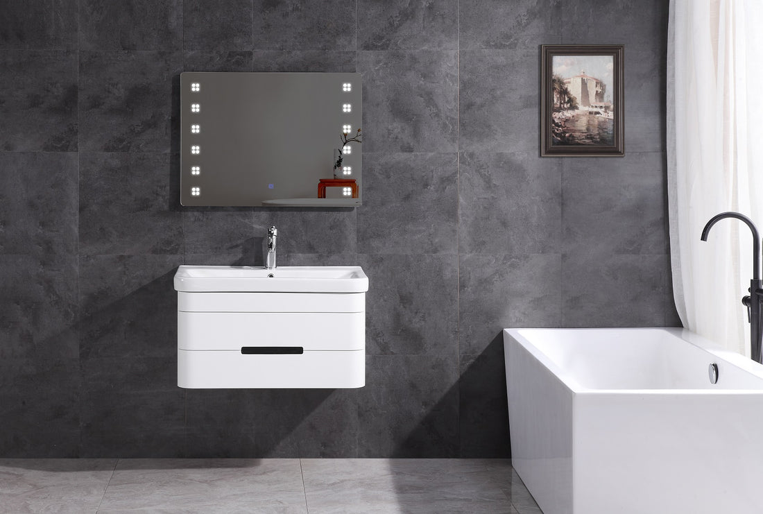 32&quot; Bathroom Vanity With Led Mirror (Wt9328-32-Pvc) - Pvc Construction | 1 Year Manufacture Defects-Parts Only