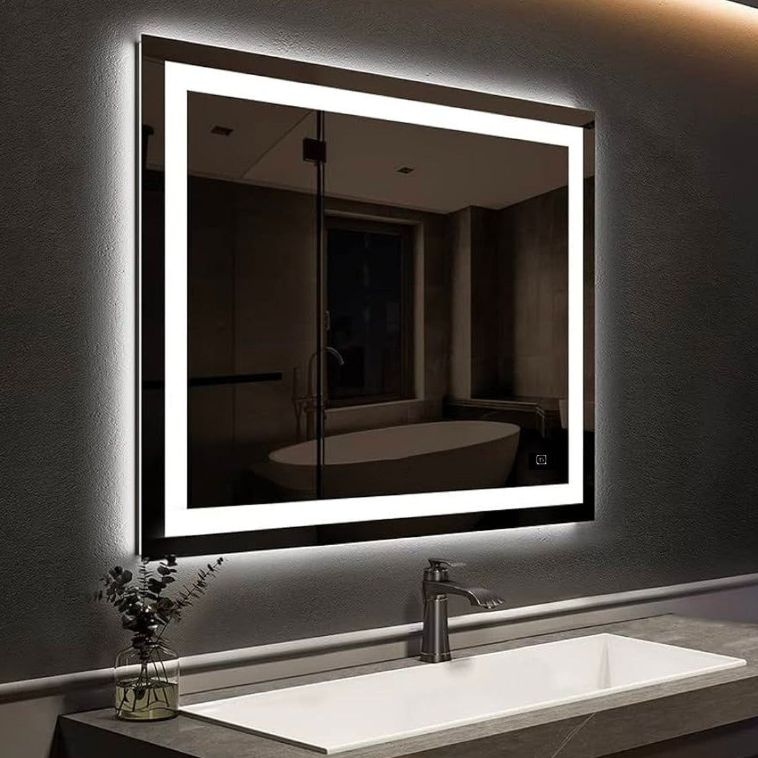 36 in. x 48 in. LED Vanity Mirror with Lights, Anti-Fog, CRI 90+, Makeup Mirror with Lights, Touch Switch Control, CCT Adjustable With Remembrance, LED Mirror for Bathroom, Inner Window Style