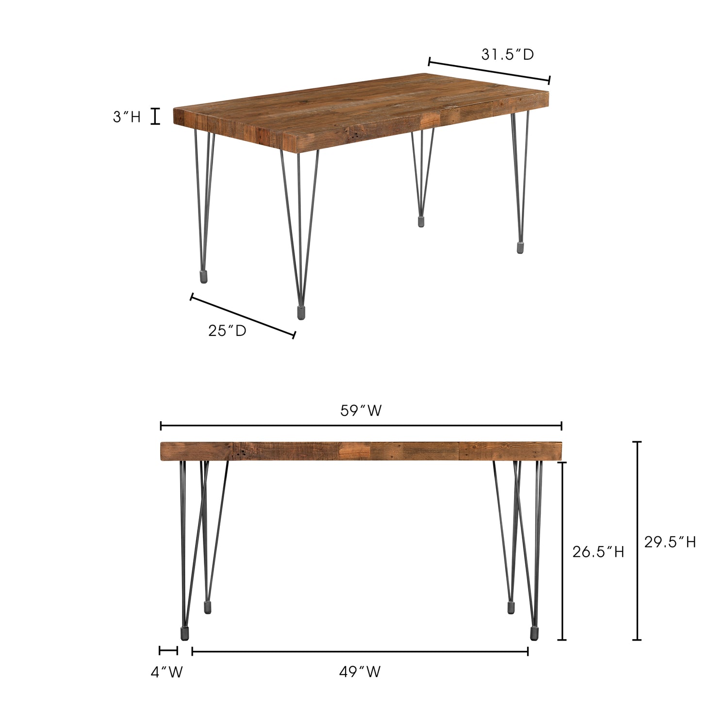 Bonnet Console Table Console Tables, Natural / Iron Base