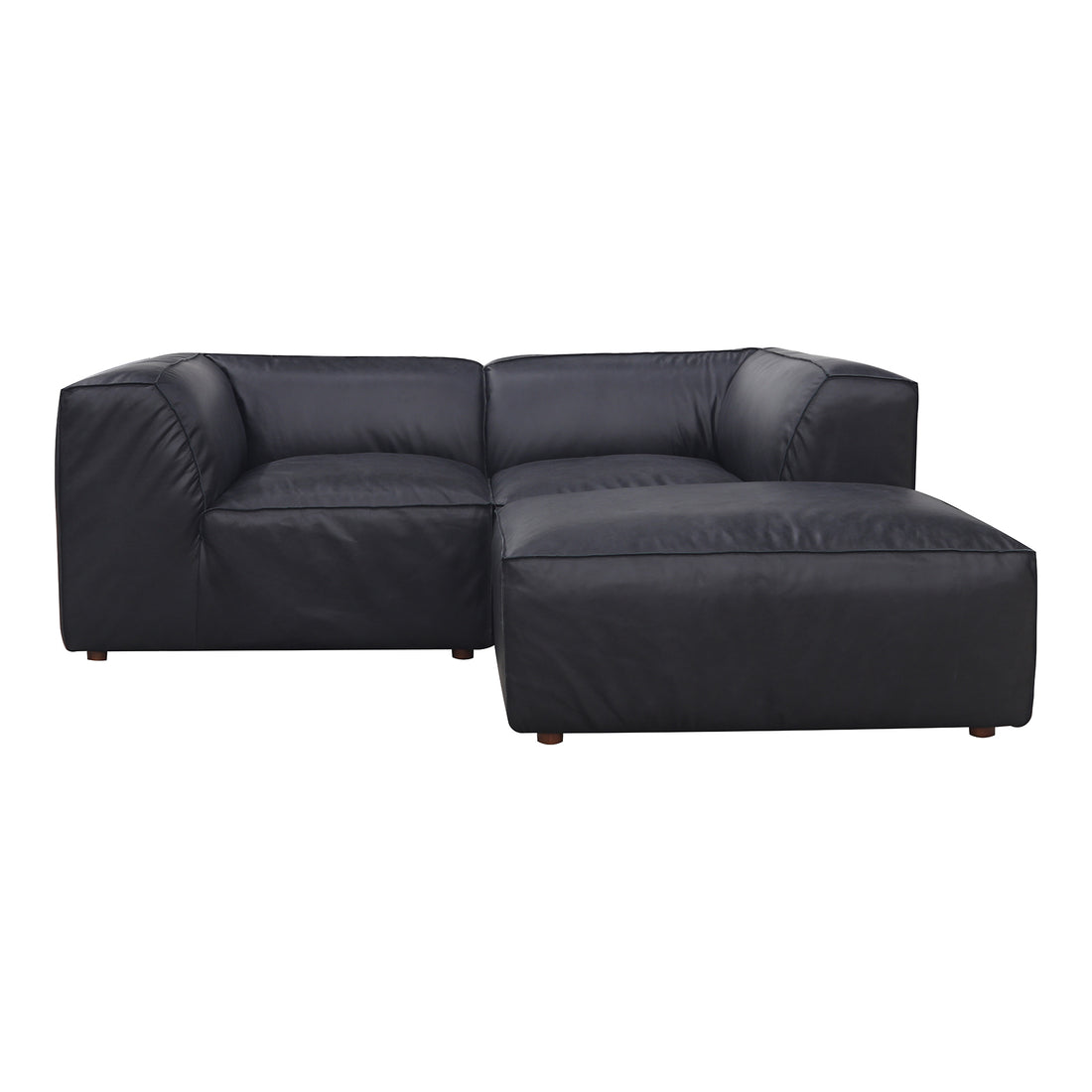 Forma Lounge Modular Sectional Vantage Black Leather Modular Sectionals, Black / Solid Wood and Plywood frame