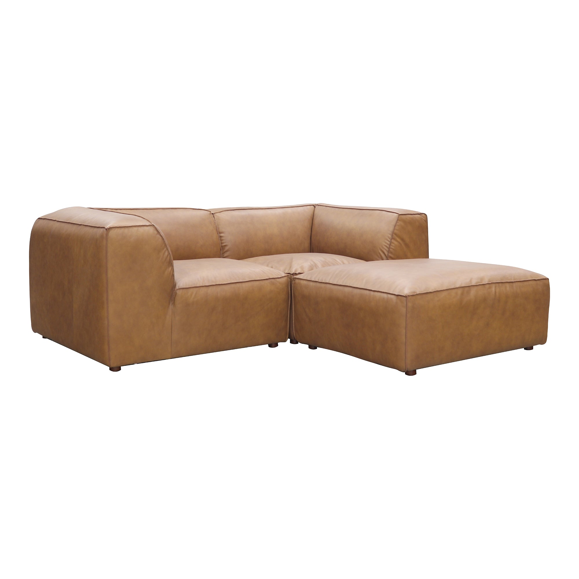 Forma Lounge Modular Sectional Sonoran Tan Leather Modular Sectionals, Brown / Solid Wood and Plywood frame