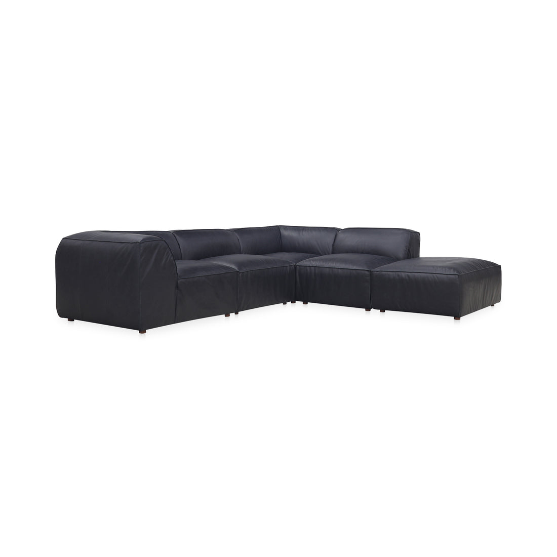 Forma Classic L-Shaped Modular Sectional Vantage Black Leather Modular Sectionals, Black / Solid Wood and Plywood frame