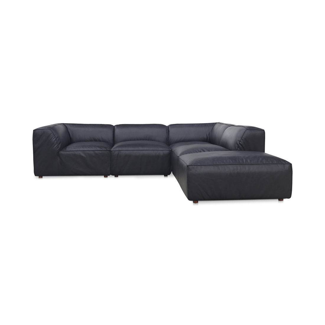 Forma Classic L-Shaped Modular Sectional Vantage Black Leather Modular Sectionals, Black / Solid Wood and Plywood frame