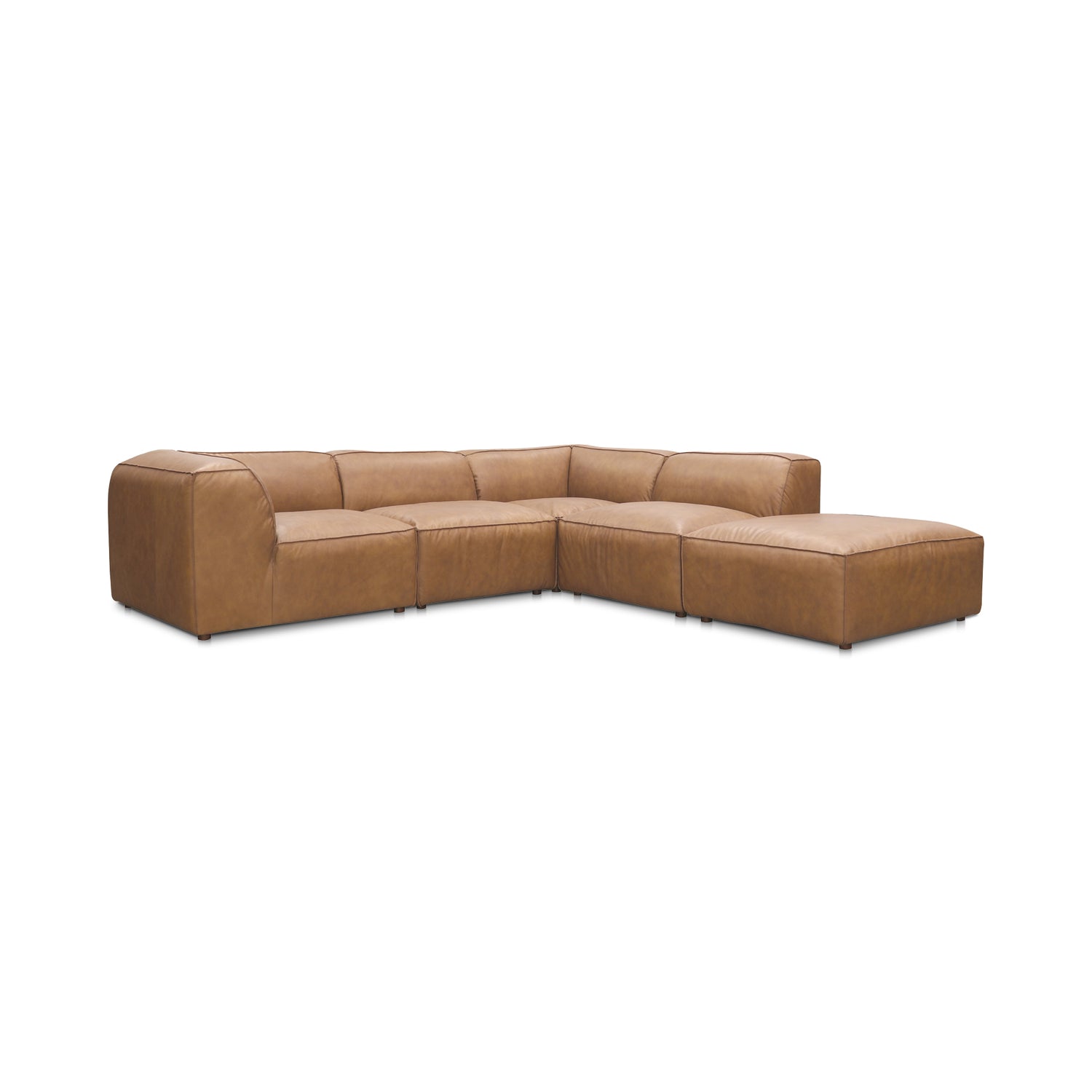 Forma Classic L-Shaped Modular Sectional Sonoran Tan Leather Modular Sectionals, Brown / Solid Wood and Plywood frame