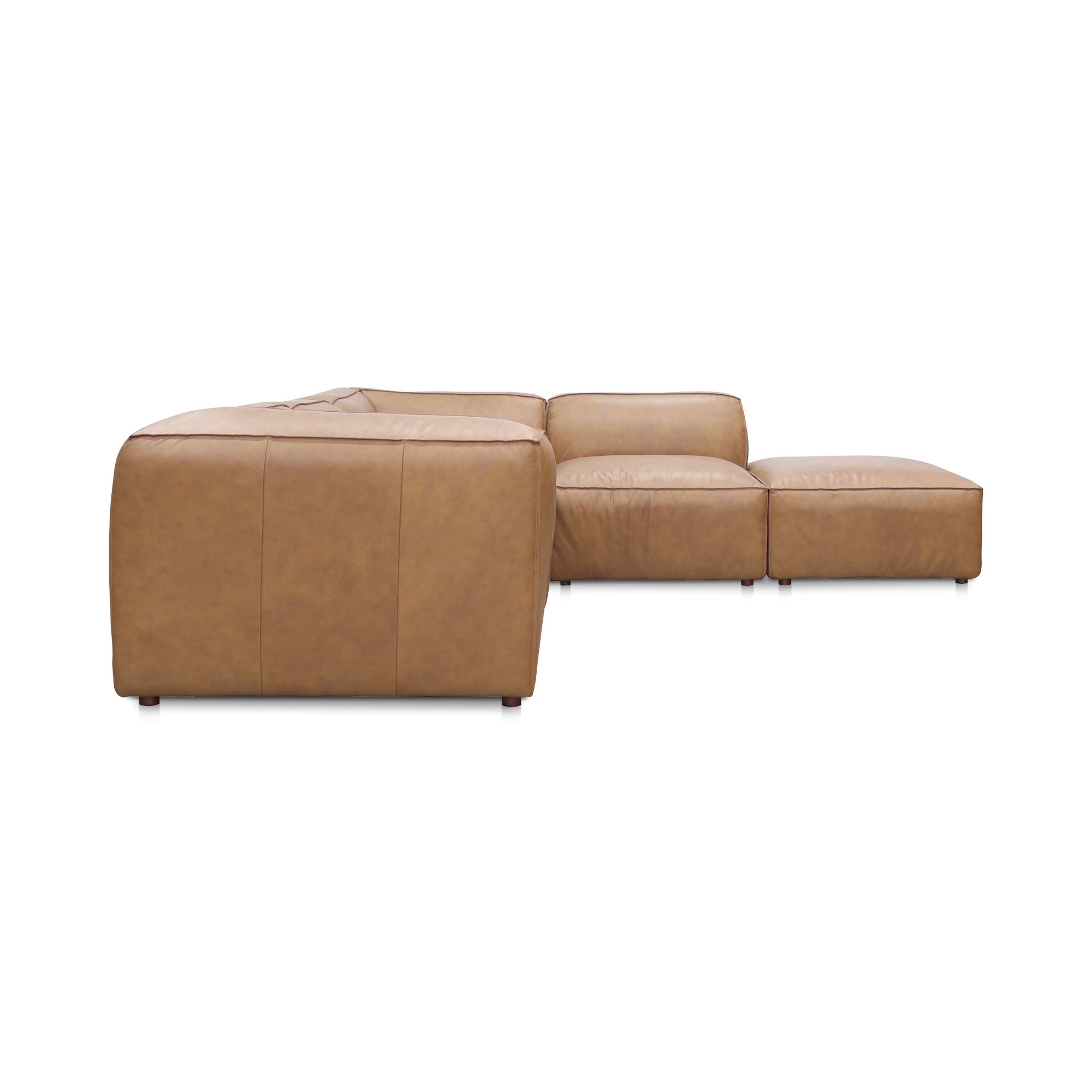 Forma Classic L-Shaped Modular Sectional Sonoran Tan Leather Modular Sectionals, Brown / Solid Wood and Plywood frame