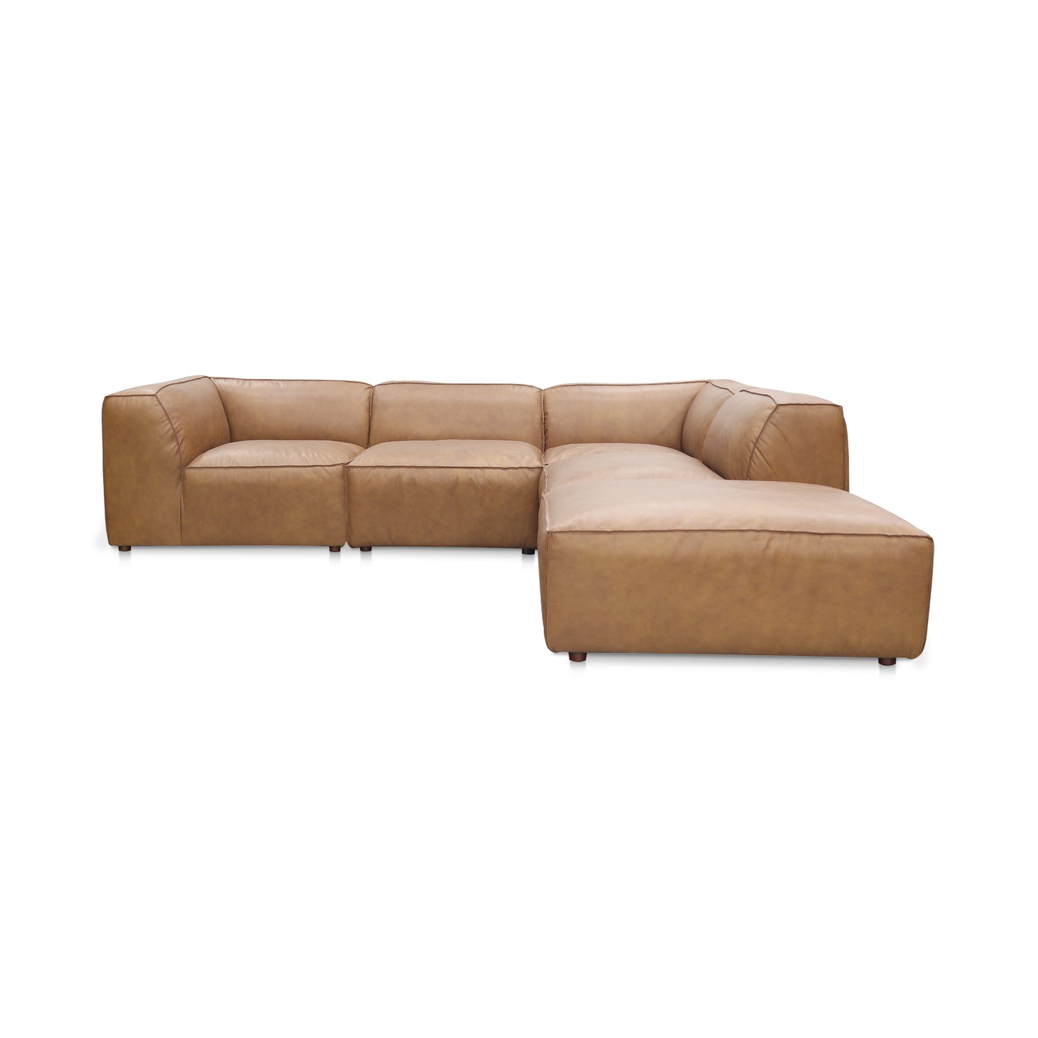 Forma Classic L-Shaped Modular Sectional Sonoran Tan Leather Modular Sectionals, Brown / Solid Wood and Plywood frame