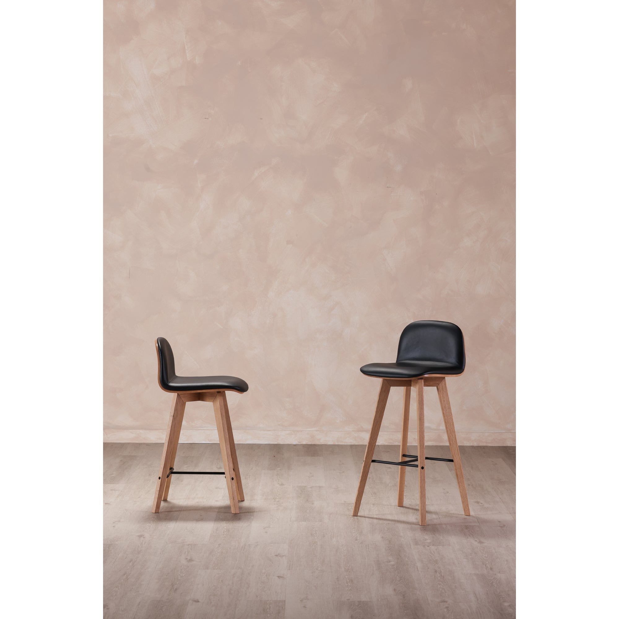 Naples Leather Dining Chair Black-Set Of Two Dining Chairs, Black / Solid Oak Frame