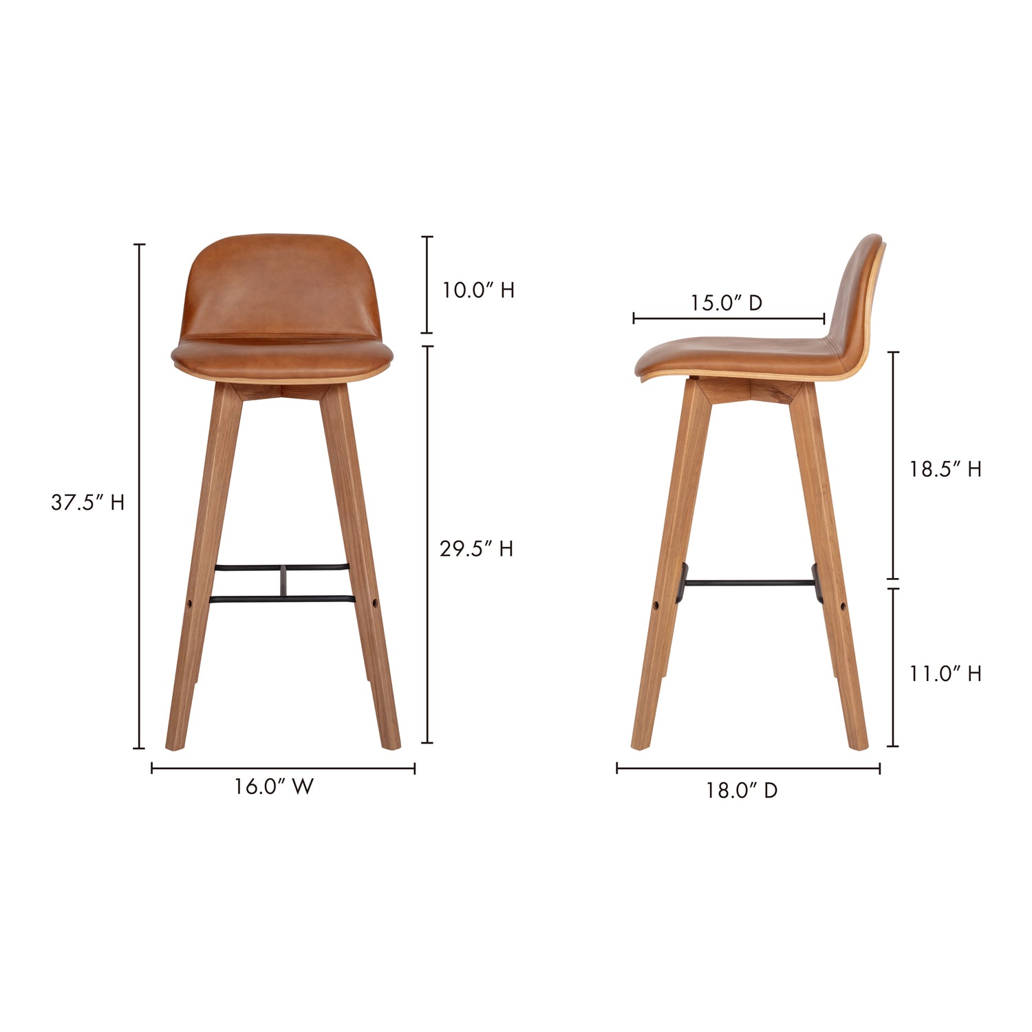 Naples Bar Stool Bar Stools, Grey / Solid Oak and Metal Frame