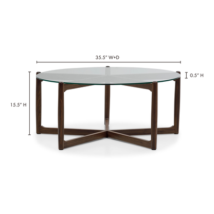 Hettie Coffee Table Coffee Tables, Natural / Tempered Glass Top