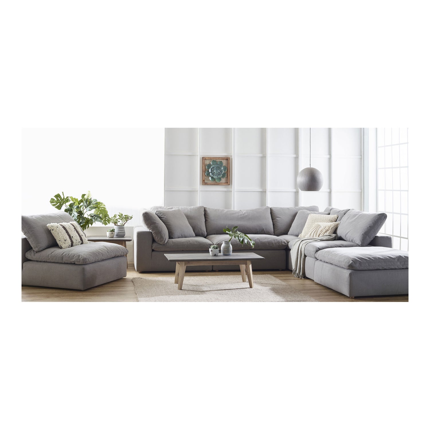 Clive Modular Sectional Modular Sectionals, White / Wood and Plywood Frame