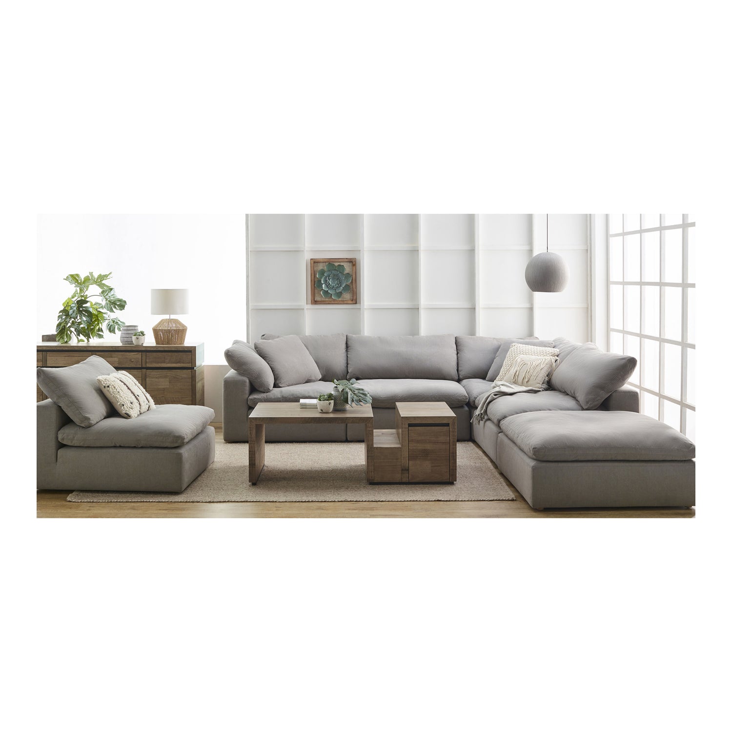 Clive Modular Sectional Modular Sectionals, White / Wood and Plywood Frame