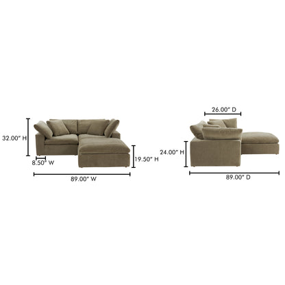 Clive Lounge Modular Sectional Desert Sage Modular Sectionals, Green / Wood and Plywood Frame