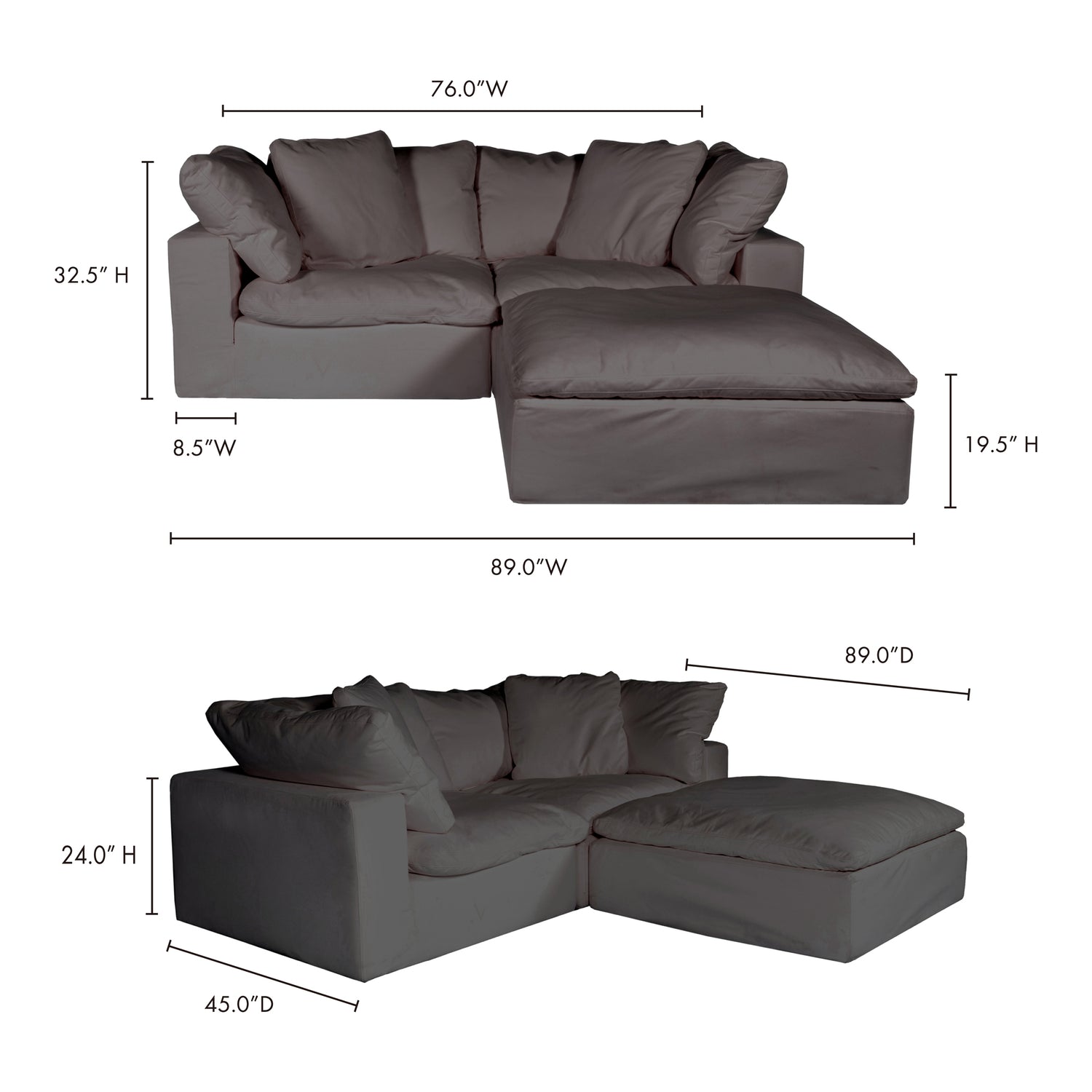 Clive Nook Modular Sectional Cream White Modular Sectionals, White / Wood and Plywood Frame