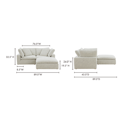 Clive Lounge Modular Sectional Coastside Sand Modular Sectionals, Grey / Wood and Plywood Frame