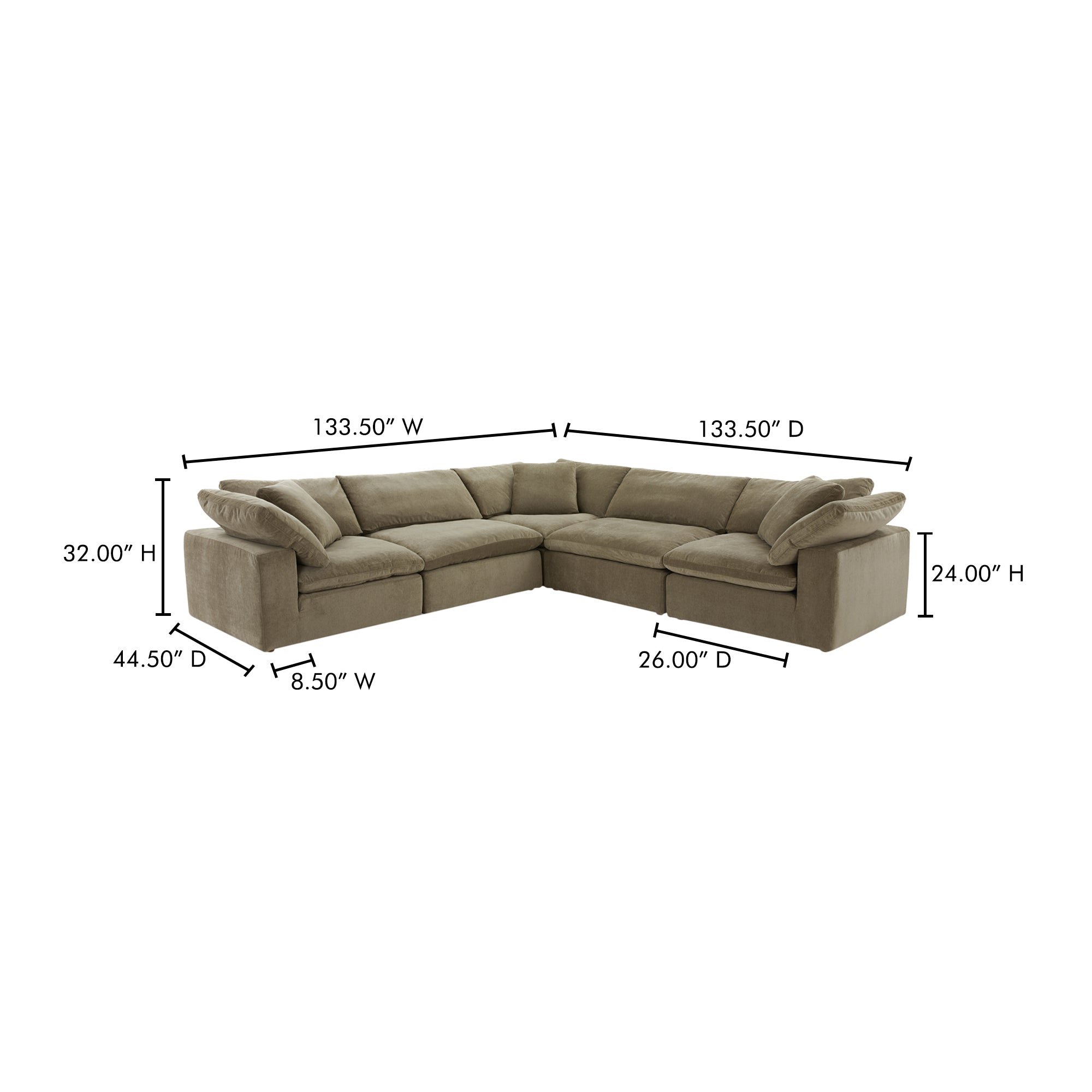 Clive Nook Modular Sectional Desert Sage Modular Sectionals, Green / Wood and Plywood Frame