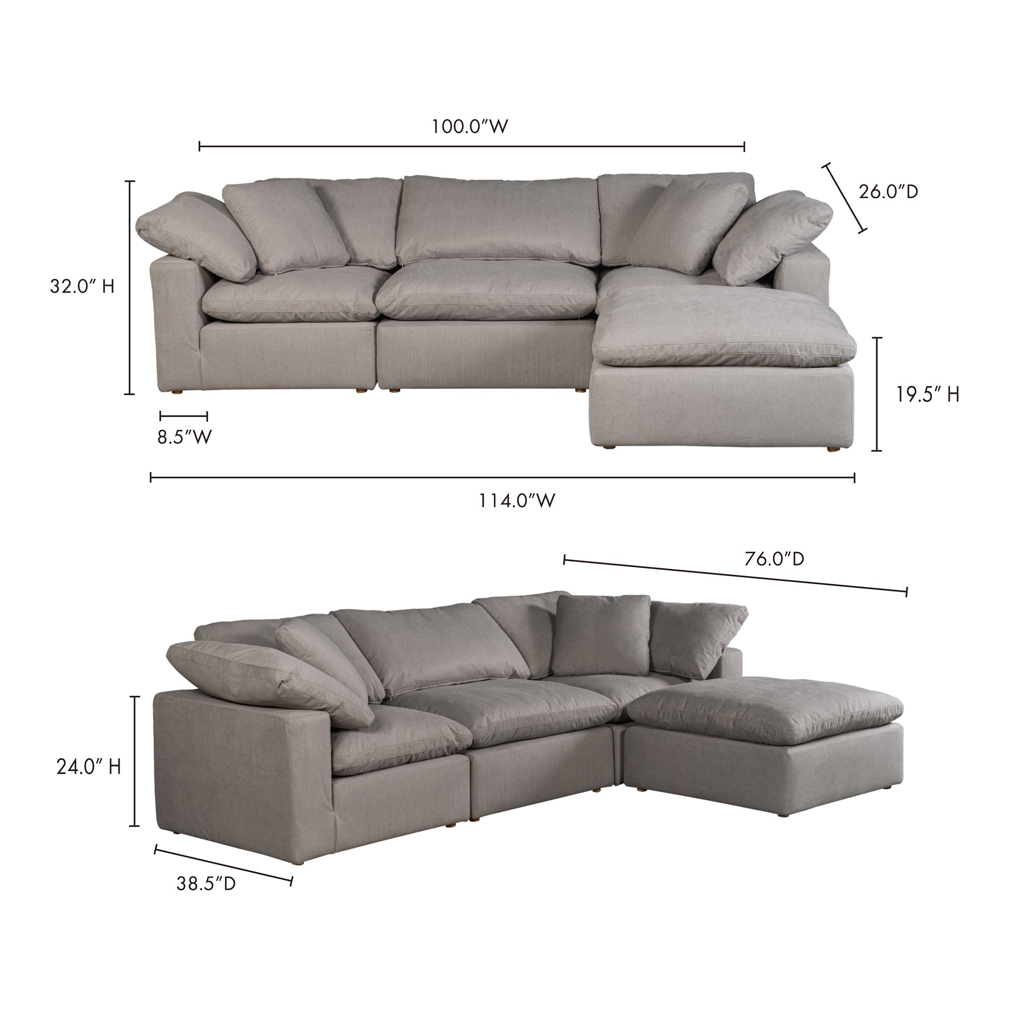 Tera Condo Lounge Modular Sectional Cream White Modular Sectionals, White / Wood and Plywood Frame