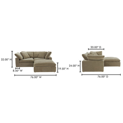 Tera Lounge Modular Sectional Desert Sage Modular Sectionals, Green / Wood and Plywood Frame