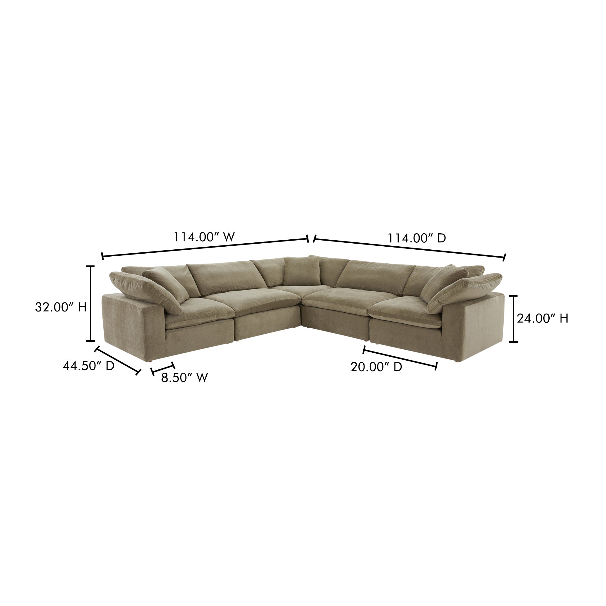 Tera Nook Modular Sectional Desert Sage Modular Sectionals, Green / Wood and Plywood Frame