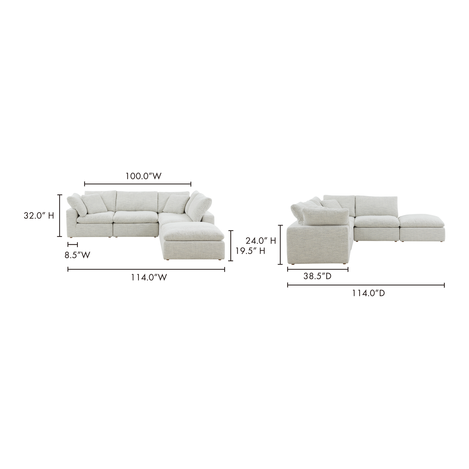 Tera Condo Classic L-Shaped Modular Sectional Coastside Sand Modular Sectionals, / Wood and Plywood Frame