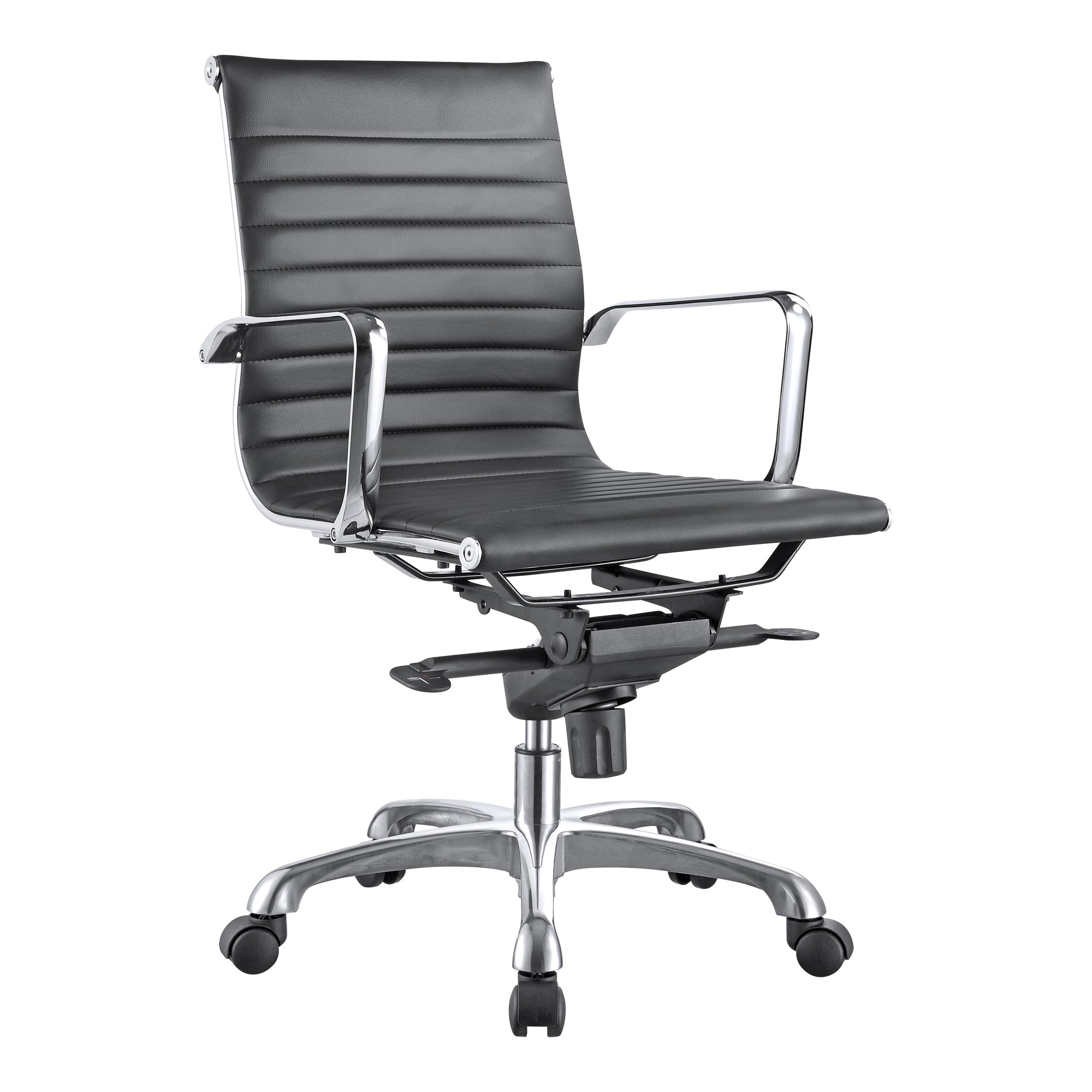 Studo High Back Office Chair Grey Vegan Leather Office Chairs, Grey / Chromed Steel Frame