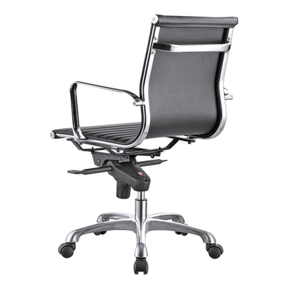 Studo High Back Office Chair Grey Vegan Leather Office Chairs, Grey / Chromed Steel Frame